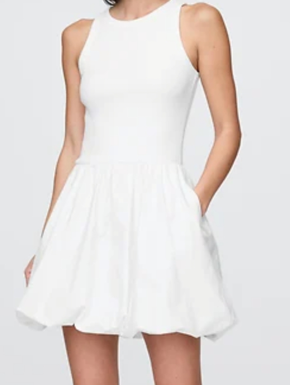 Mixed Media Bubble Mini Dress